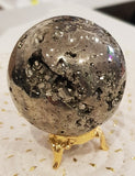 CRYSTAL - PYRITE SPHERE -(A Grade) with display stand