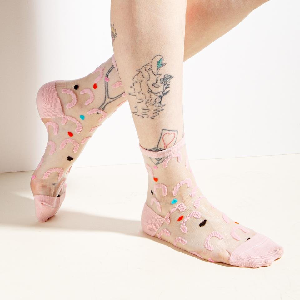Sheer socks - (Pink Arcs) by POKETO - Gizmo Gifts
