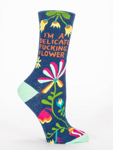 BlueQ-DELICATE FUCKING FLOWER Women's crew socks